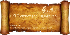Günszberger Agnéta névjegykártya
